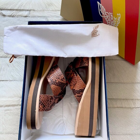 Ancient Greek Sandals Thais Rainbow Wedge Sandals in Python Tampa - Picture 6 of 12